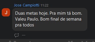 Aluno relata duas metas concluídas no mesmo dia