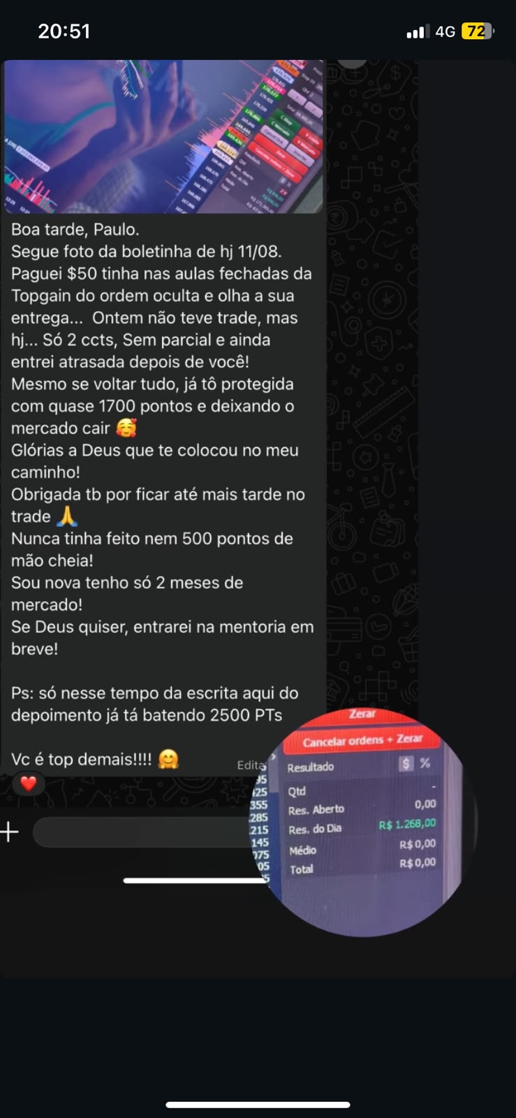 Relato detalhado da evolução de uma aluna